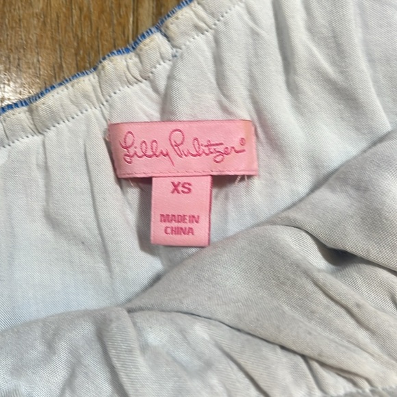 Lilly Pulitzer Emmaline One Shoulder Mini Dress XS Blue Pink Lined EUC - Picture 8 of 13